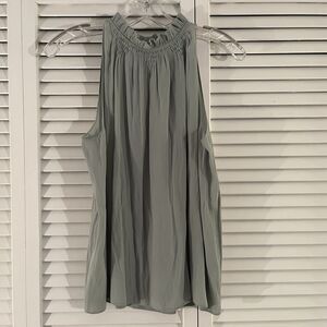 Ramy Brook sleeveless blouse, foam green color, mock neck, size S, close in back